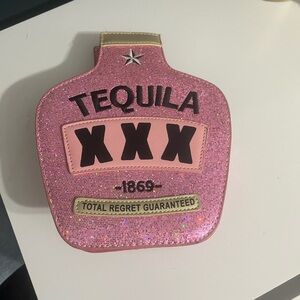 Pink Glitter Tequila Bottle Clutch